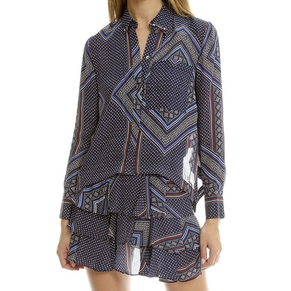 DEREK LAM 10 CROSBY ruffle mini shirt dress